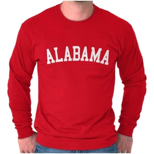 USA State Simple Traditional Classic Long Sleeve Tshirt Men and Women(Cardinal Red)