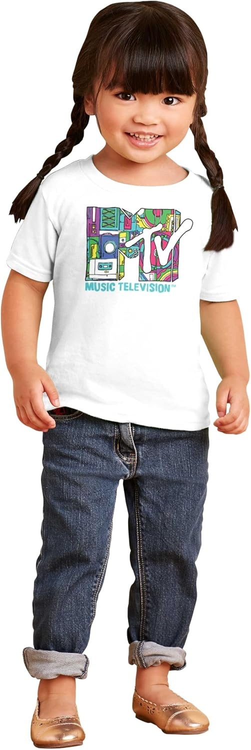 image:imageRetro 80s MTV Music Technology Logo Toddler Boy Girl T ShirtWhite