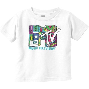 Retro 80s MTV Music Technology Logo Toddler Boy Girl T Shirt(White)