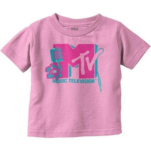 Retro MTV Floral Microphone Logo Toddler Boy Girl T Shirt(Pink)