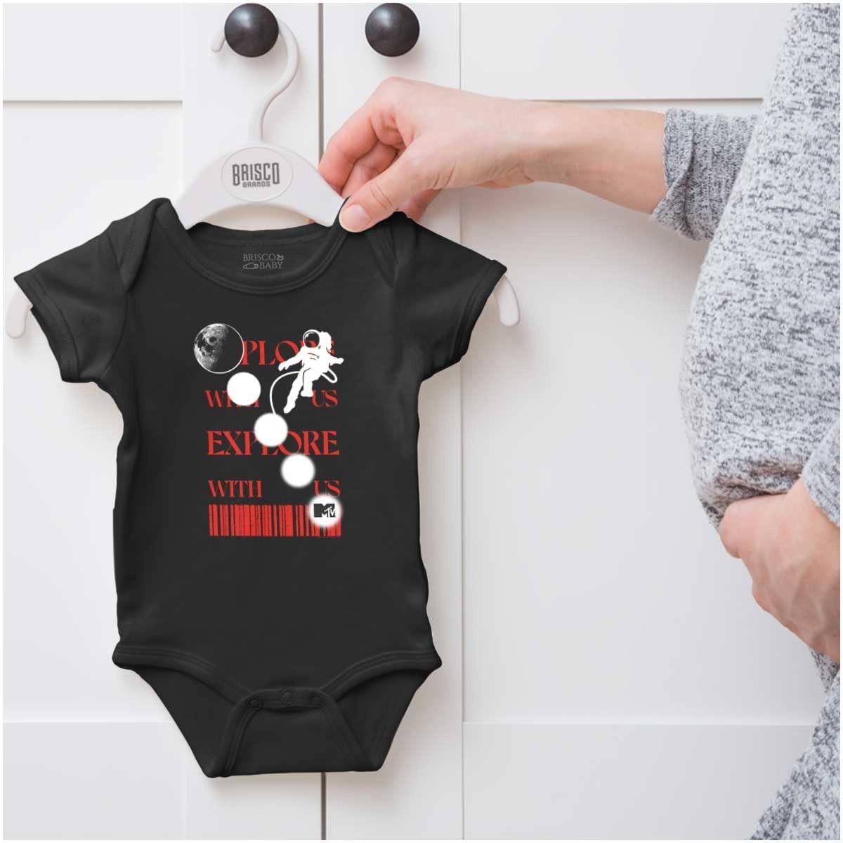 image:imageBrisco Brands MTV Moon Phases Explore With Us Baby Romper Boys or GirlsBlack