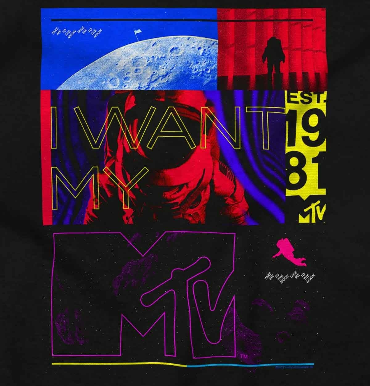 image:imageBrisco Brands Retro I Want My MTV Moon Man Logo Baby Romper Boys or GirlsBlack