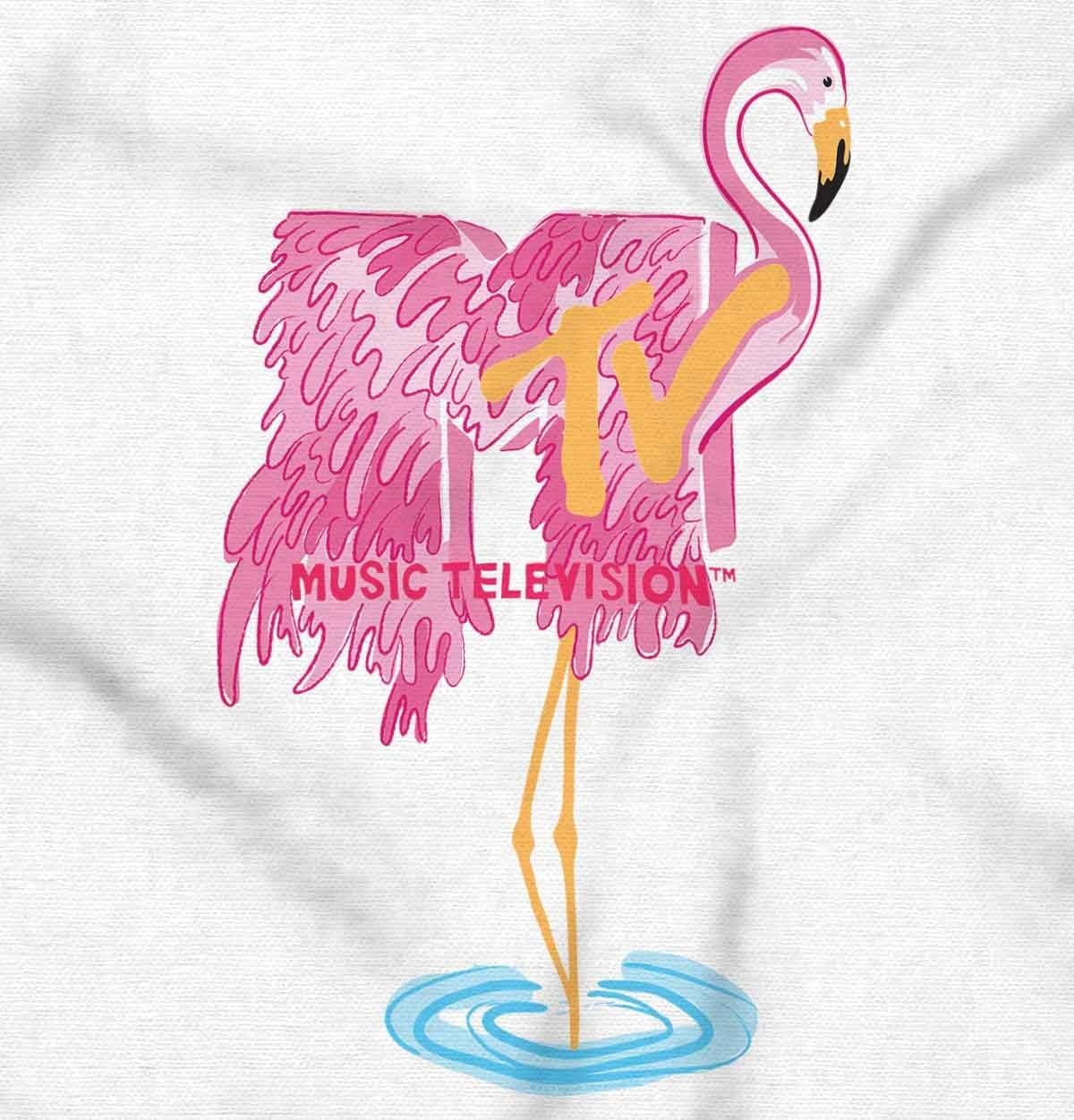image:imageBrisco Brands Retro MTV Fluffy Flamingo Logo Baby Romper Boys or GirlsWhite