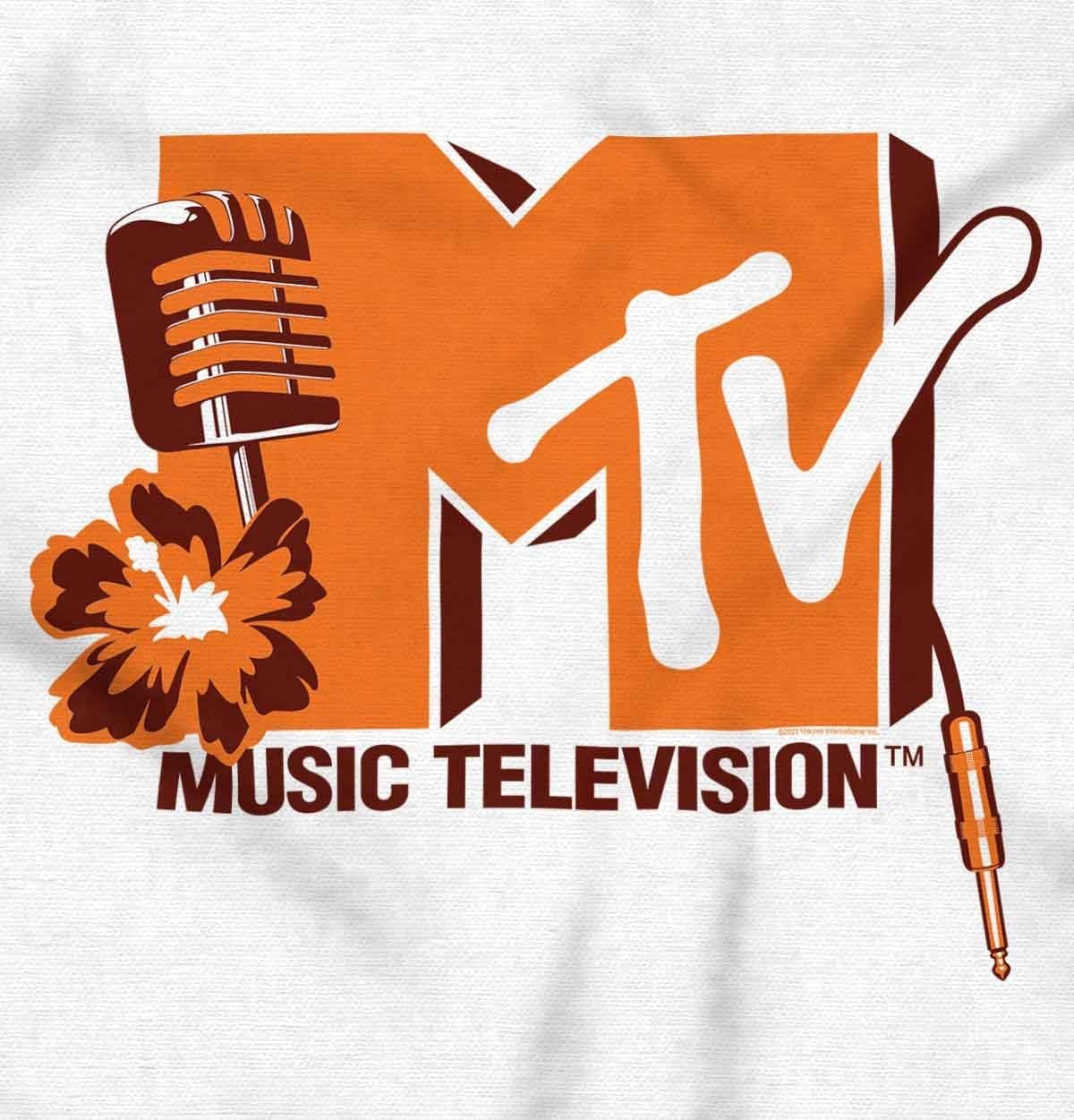 image:imageBrisco Brands Retro MTV Microphone Flower Logo Baby Romper Boys or GirlsWhite