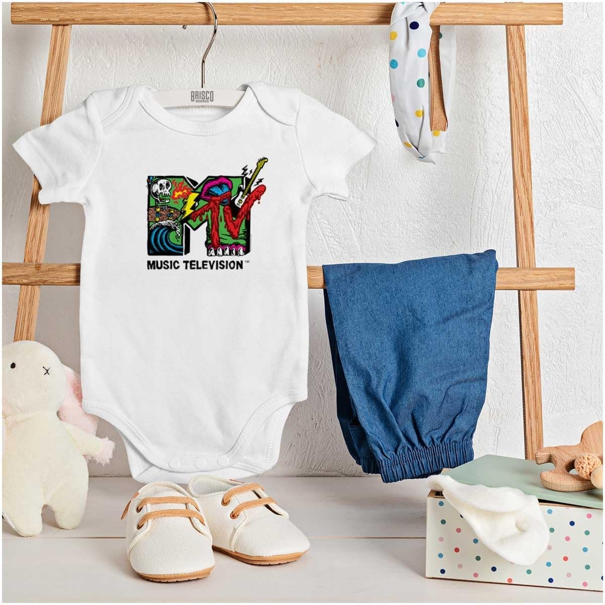 image:imageBrisco Brands Retro MTV Punk Slime Monster Logo Baby Romper Boys or GirlsWhite