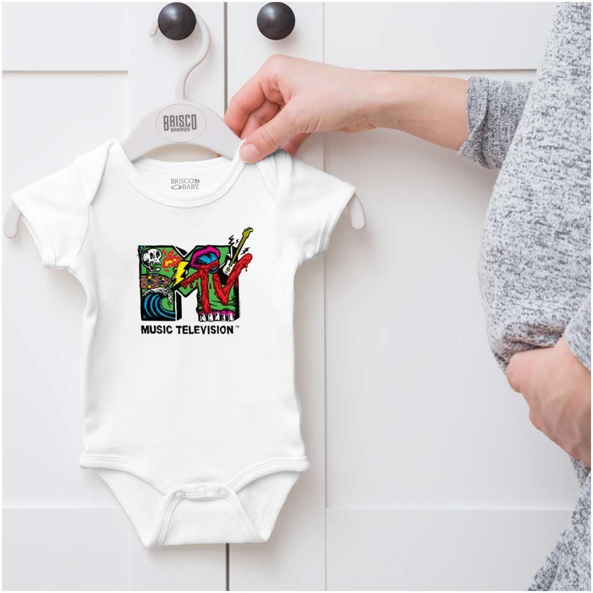 image:imageBrisco Brands Retro MTV Punk Slime Monster Logo Baby Romper Boys or GirlsWhite