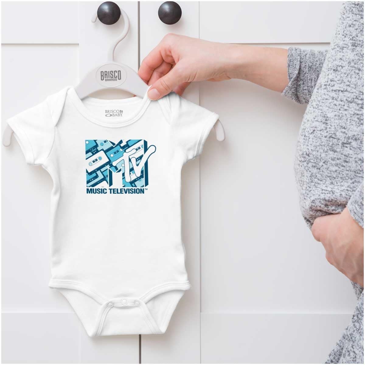 image:imageBrisco Brands Retro MTV Vintage Cassettes Logo Baby Romper Boys or GirlsWhite