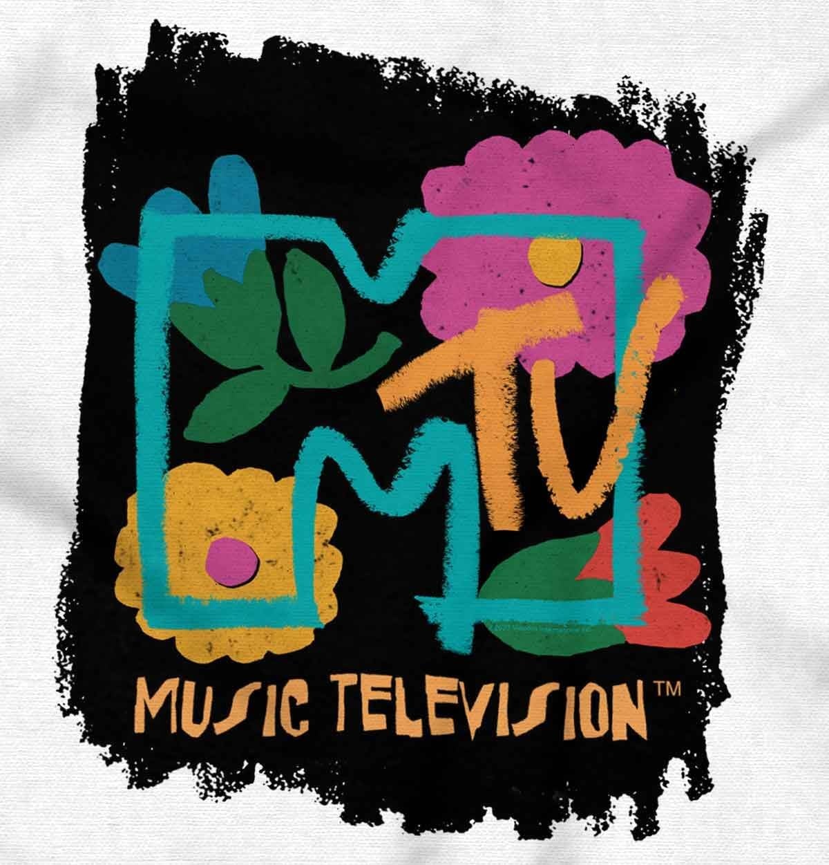 image:imageRetro MTV Colorful Chalk Flowers Logo Toddler Boy Girl T ShirtWhite