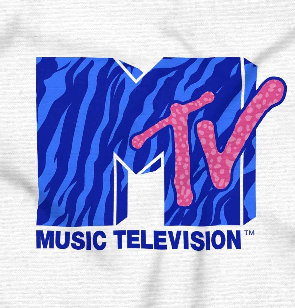 image:imageRetro MTV Tiger Stripe Print Logo Youth T Shirt Tee GirlsWhite