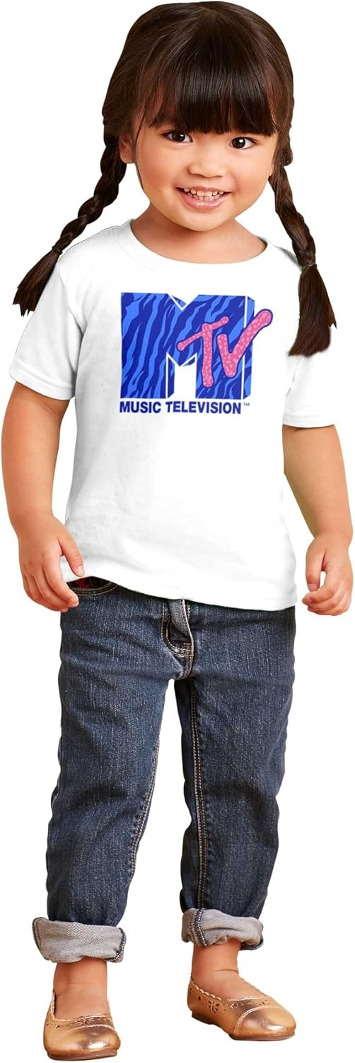 image:imageRetro MTV Tiger Stripe Print Logo Youth T Shirt Tee GirlsWhite