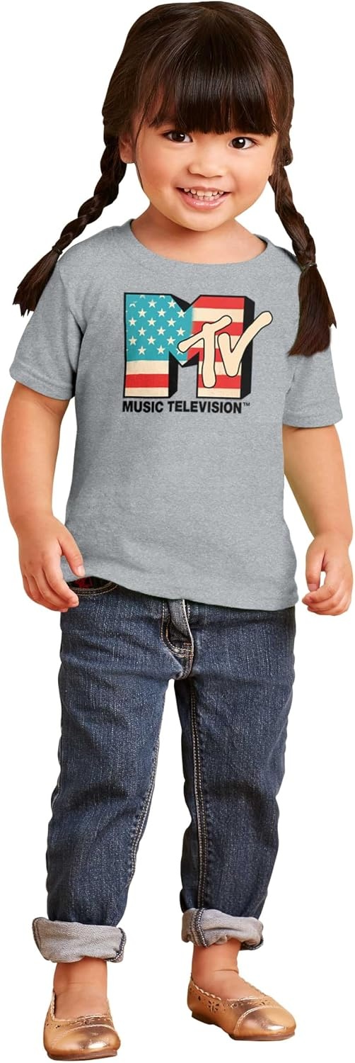image:imageVintage MTV American Flag Logo Toddler Boy Girl T ShirtHeather