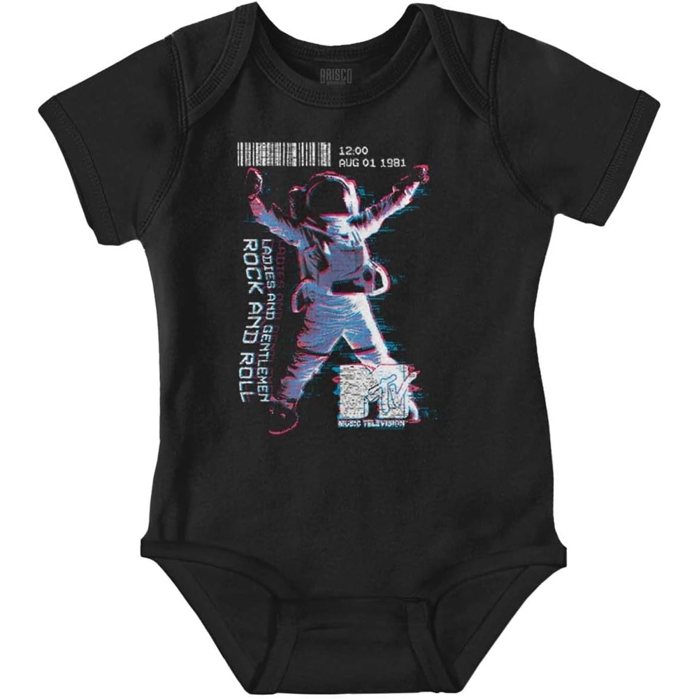 image:imageBrisco Brands MTV Glitch Rock and Roll Moon Man Baby Romper Boys or GirlsBlack