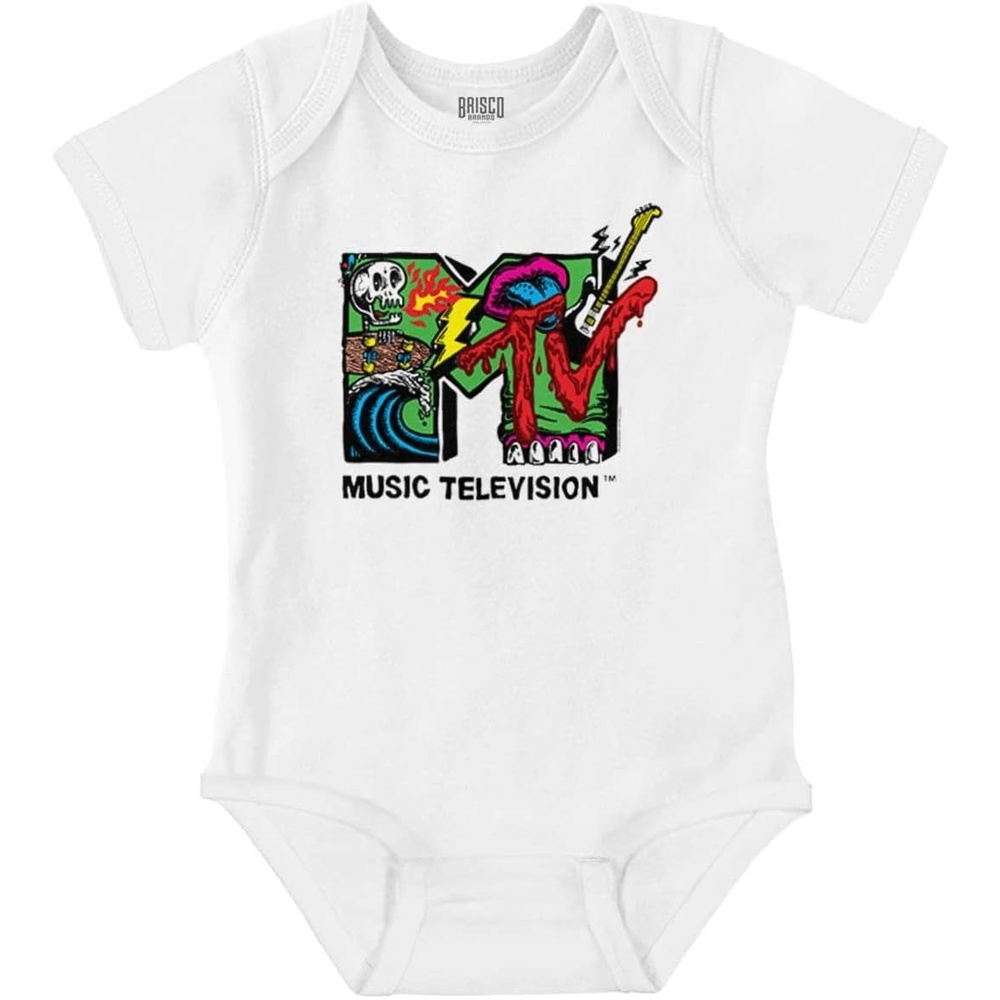 image:imageBrisco Brands Retro MTV Punk Slime Monster Logo Baby Romper Boys or GirlsWhite