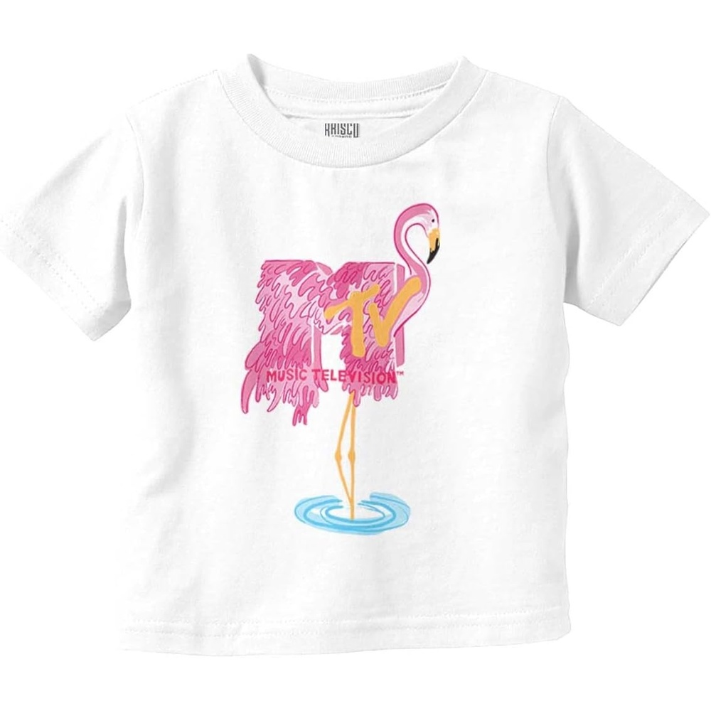 image:imageRetro MTV Fluffy Flamingo Logo Toddler Boy Girl T ShirtWhite