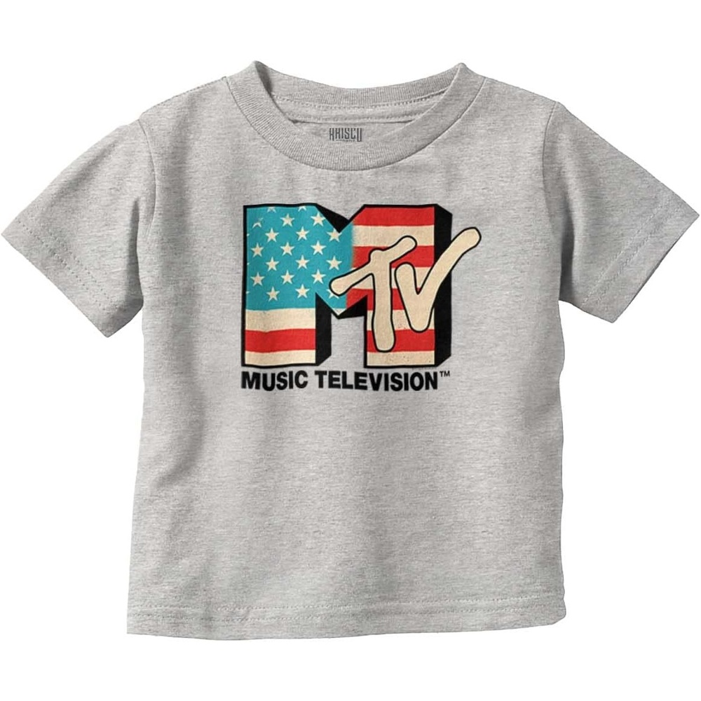 image:imageVintage MTV American Flag Logo Toddler Boy Girl T ShirtHeather