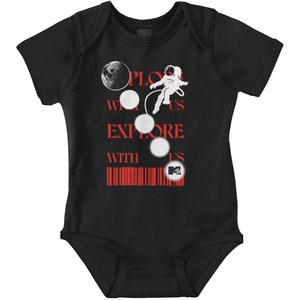 Brisco Brands MTV Moon Phases Explore With Us Baby Romper Boys or Girls(Black)