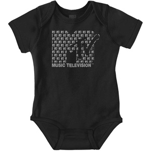 Brisco Brands Retro MTV Music Television Logo Baby Romper Boys or Girls(Black)