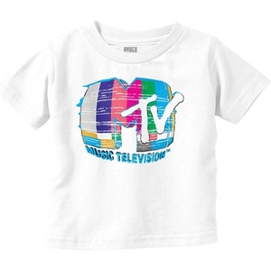 Classic Warped Static MTV Logo Toddler Boy Girl T Shirt(White)