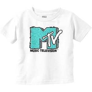 Cool Retro MTV Fluffy Fur Logo Toddler Boy Girl T Shirt(White)
