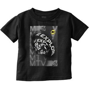 MTV Explore with Us Caution Tape Toddler Boy Girl T Shirt(Black)