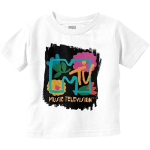 Retro MTV Colorful Chalk Flowers Logo Toddler Boy Girl T Shirt(White)