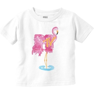 Retro MTV Fluffy Flamingo Logo Toddler Boy Girl T Shirt(White)
