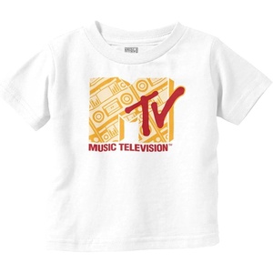 Vintage MTV Retro Boombox Logo Toddler Boy Girl T Shirt(White)