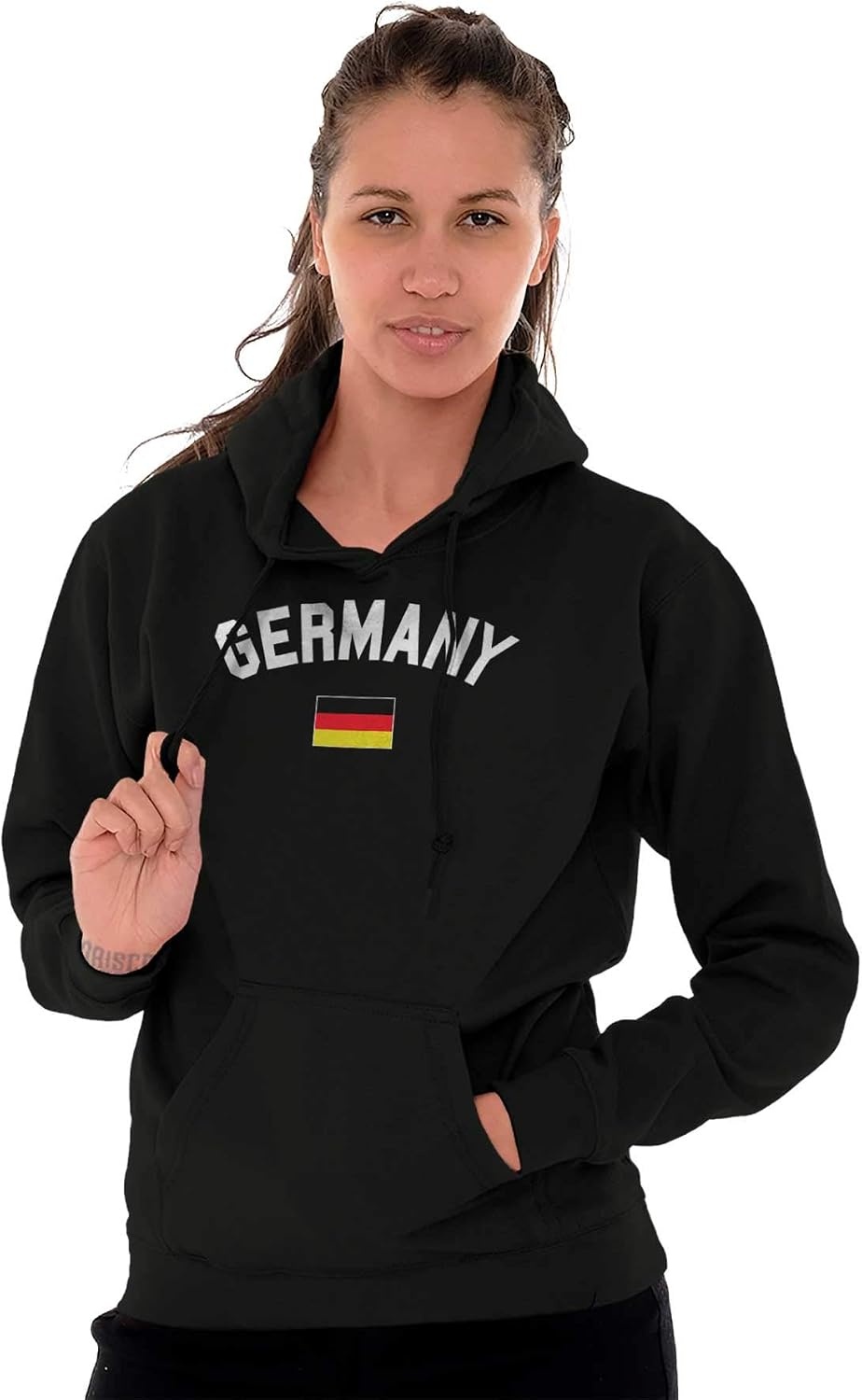 image:imageBrisco Brands Germany Country Flag Soccer Fan Pride Hoodie Sweatshirt Women MenBlack