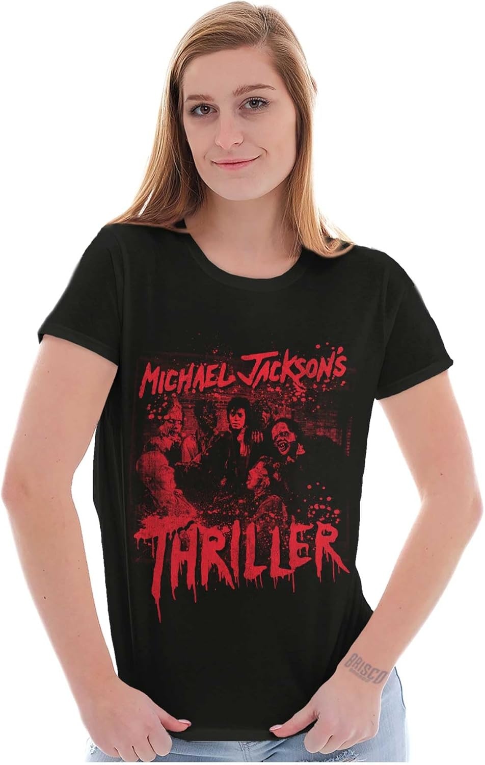 image:imageMichael Jacksons Thriller Halloween Womens Slim Fit Graphic TeeBlack