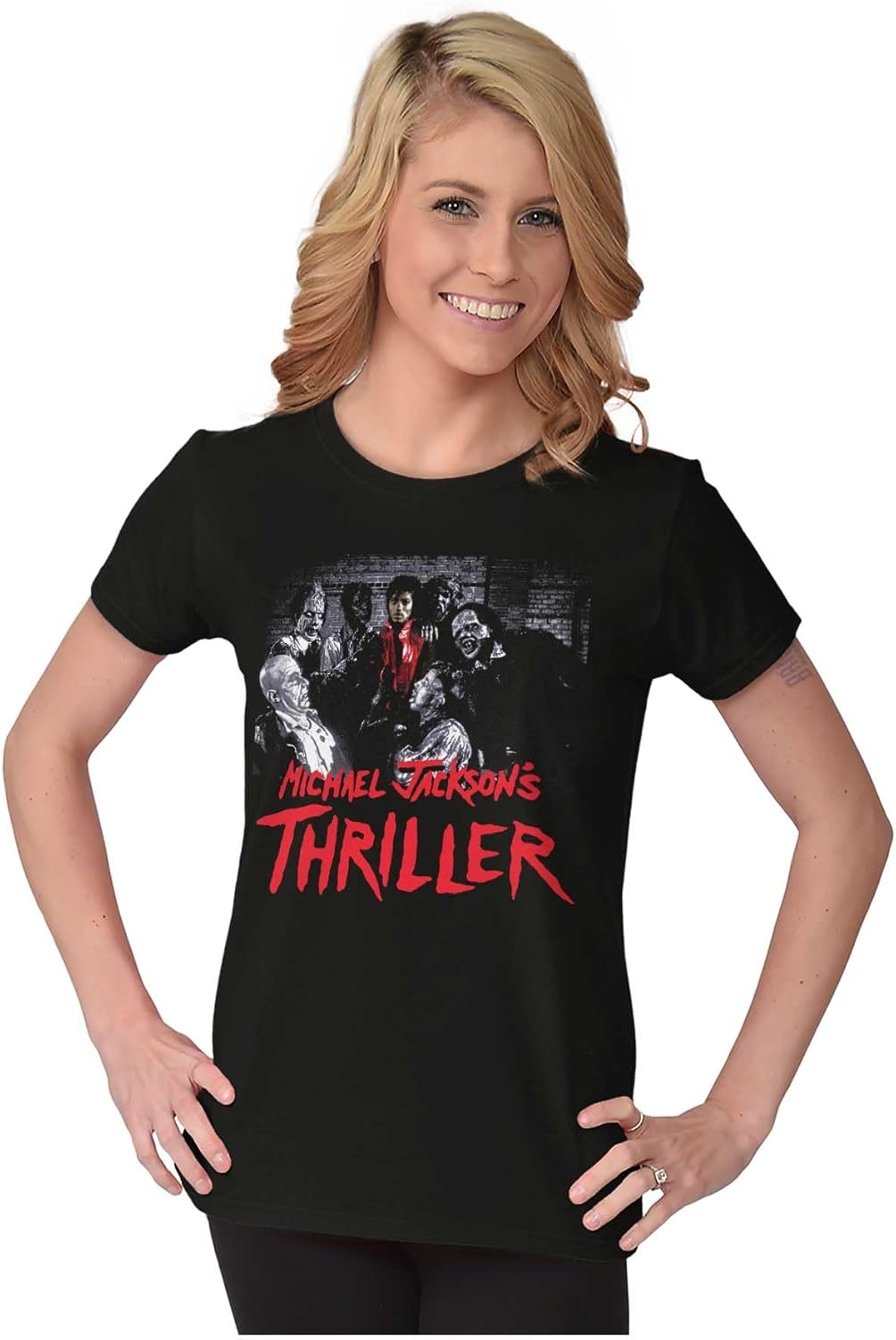 image:imageMichael Jacksons Thriller Zombies Womens Slim Fit Graphic TeeBlack