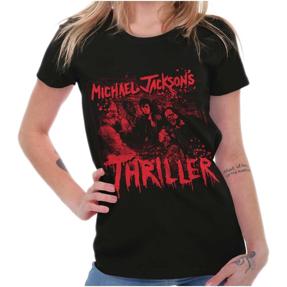 image:imageMichael Jacksons Thriller Halloween Womens Slim Fit Graphic TeeBlack