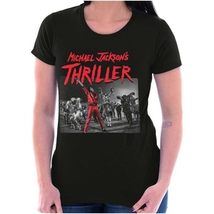 Michael Jacksons Thriller Music Video Womens Slim Fit Graphic Tee(Black)