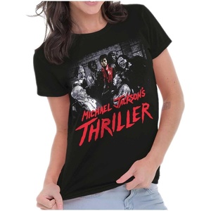 Michael Jackson’s Thriller Zombies Womens Slim Fit Graphic Tee(Black)