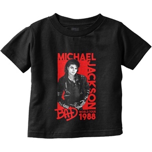 Michael Jackson Bad World Tour 1988 Toddler Baby Graphic T Shirt(Black)