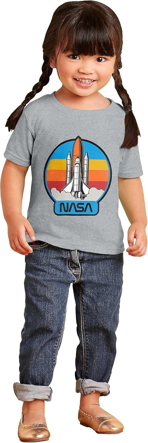 image:imageRetro NASA Worm Logo Rocket Launch Toddler Boy Girl T ShirtHeather