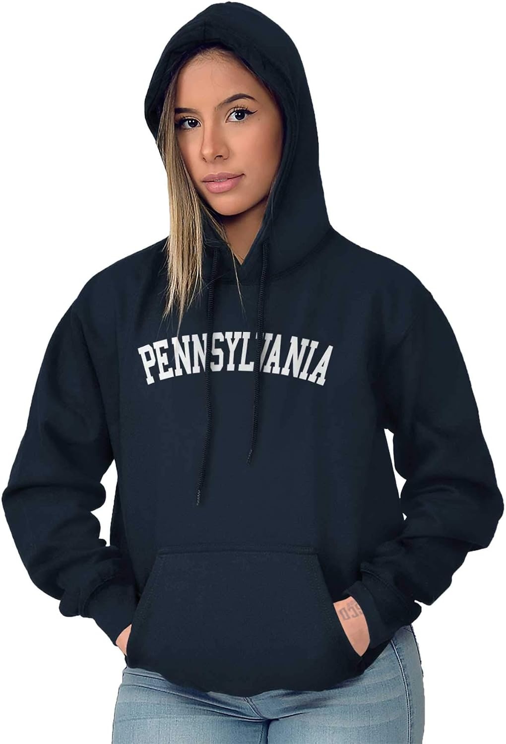 image:imageUSA State Simple Traditional Classic Hooded Sweatshirt Women MenNavy