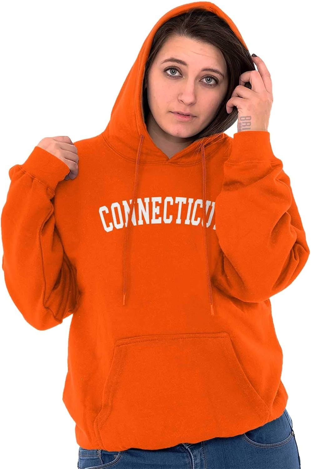 image:imageUSA State Simple Traditional Classic Hooded Sweatshirt Women MenOrange