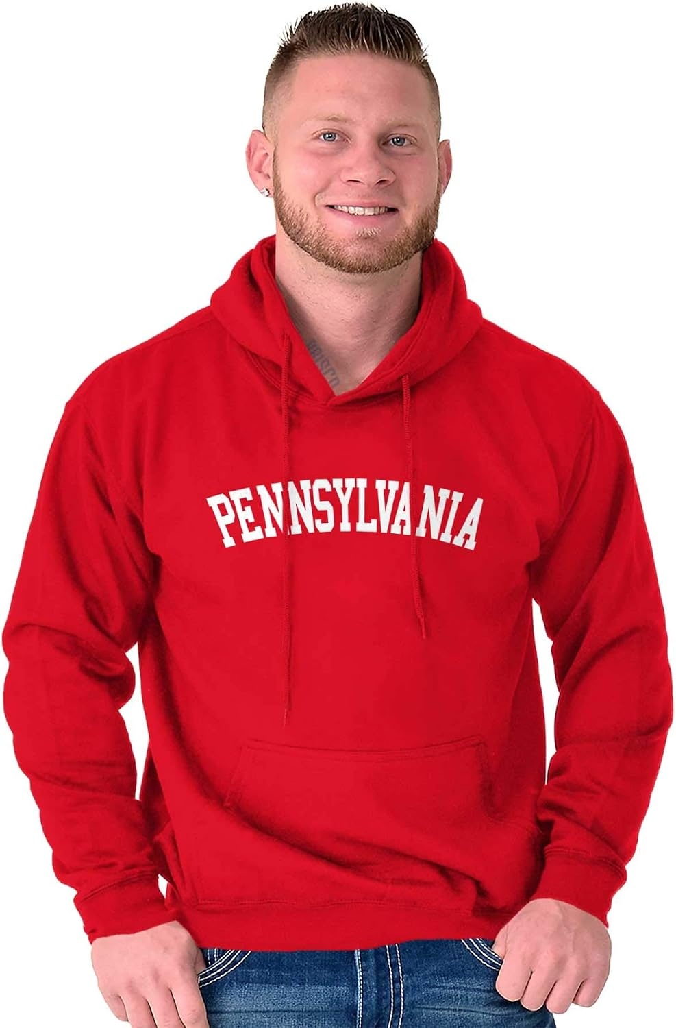 image:imageUSA State Simple Traditional Classic Hooded Sweatshirt Women MenRed