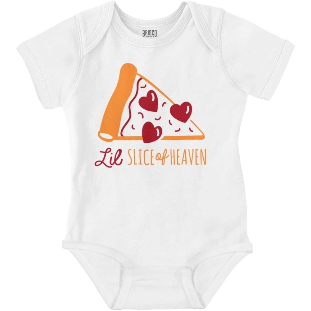 image:imageBrisco Brands Little Slice of Heaven Cute Pizza Baby Bodysuit Jumper GirlsWhite