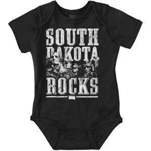 Brisco Brands South Dakota Rocks Mount Rushmore Baby Romper Boys or Girls(Black)