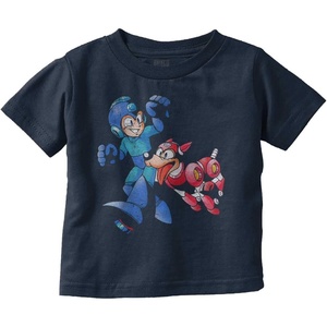 Classic Video Game Mega Man and Rush Toddler Boy Girl T Shirt(Navy)