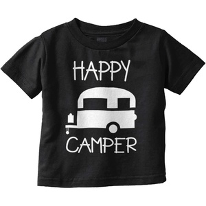 Happy Camper Outdoorsy Toddler Boy Girl T Shirt(Black)
