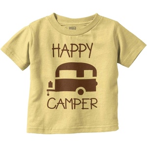 Happy Camper Outdoorsy Toddler Boy Girl T Shirt(Butter)