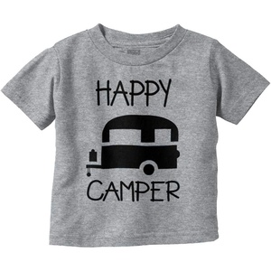 Happy Camper Outdoorsy Toddler Boy Girl T Shirt(Heather)