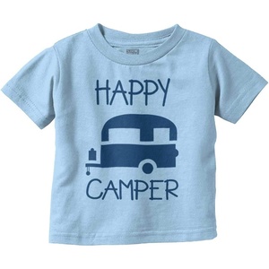 Happy Camper Outdoorsy Toddler Boy Girl T Shirt(Light Blue)