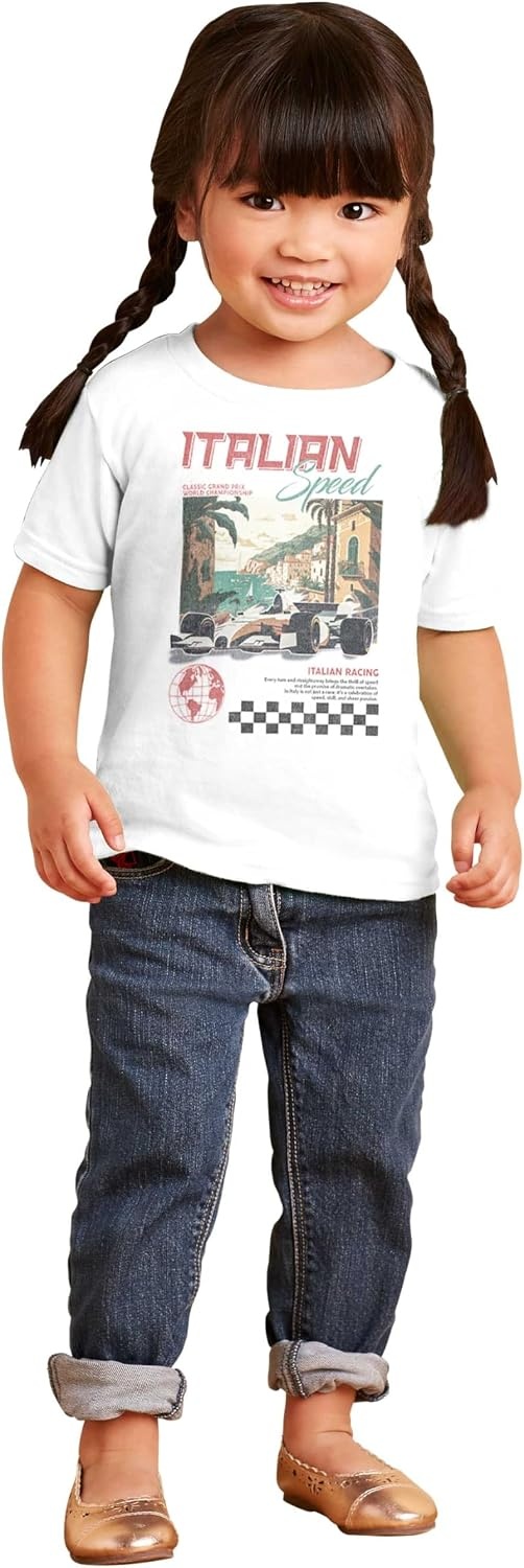 image:imageBrisco Brands Grand Prix Italian Speed Racing Car Toddler Baby Boy T ShirtWhite