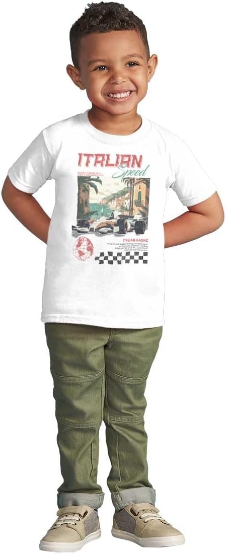 image:imageBrisco Brands Grand Prix Italian Speed Racing Car Toddler Baby Boy T ShirtWhite
