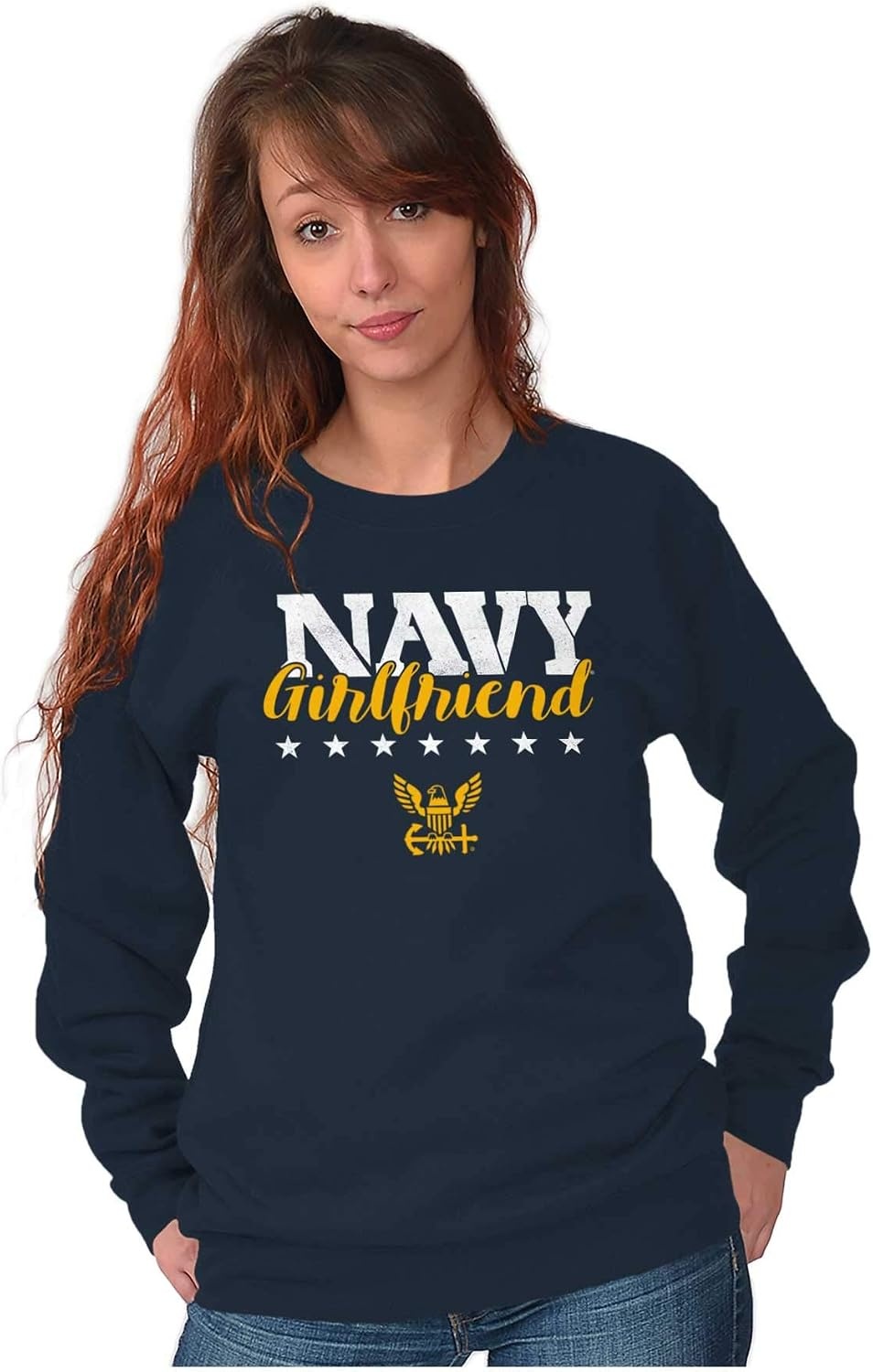 image:imageBrisco Brands Navy Girlfriend US Women Crewneck SweatshirtNavy