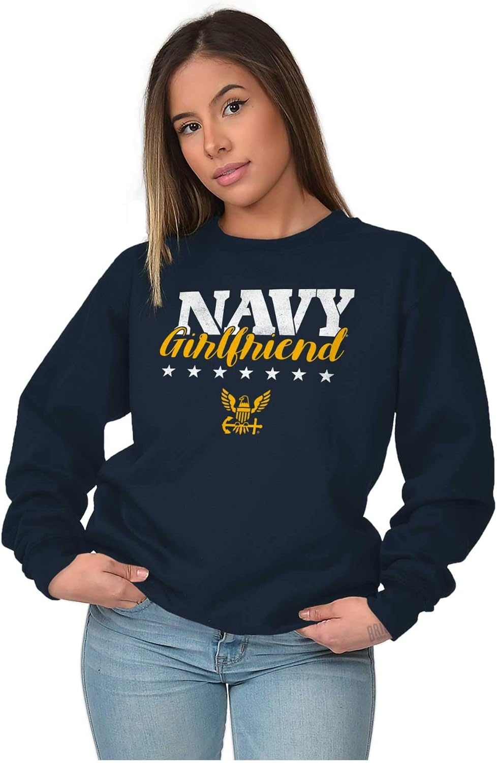 image:imageBrisco Brands Navy Girlfriend US Women Crewneck SweatshirtNavy