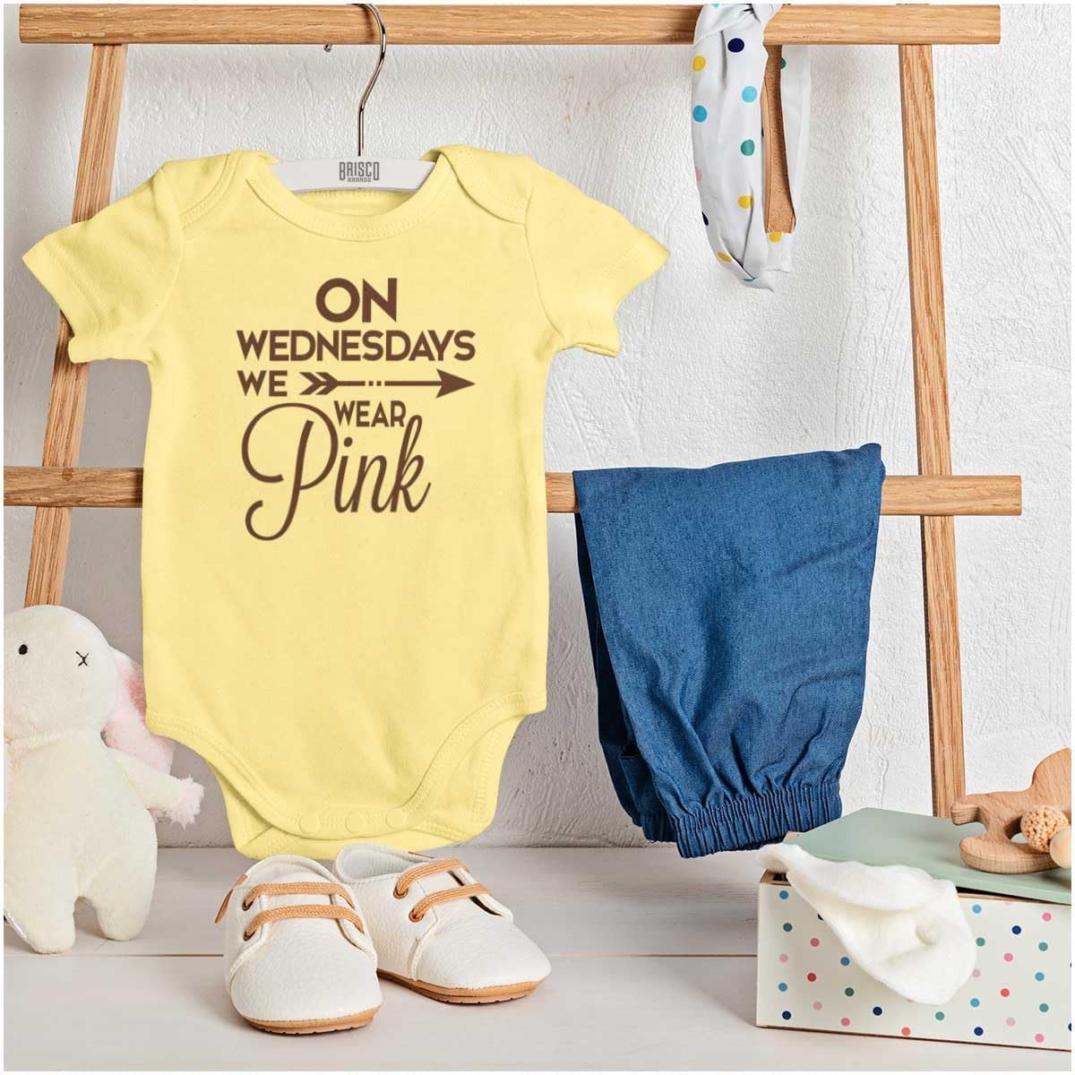 image:imageBrisco Brands On Wednesdays We Wear Pink Girly Baby Bodysuit Jumper GirlsBanana